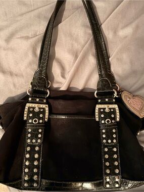 Kathy Van Zeeland Black Studded Purse with Rhinestones